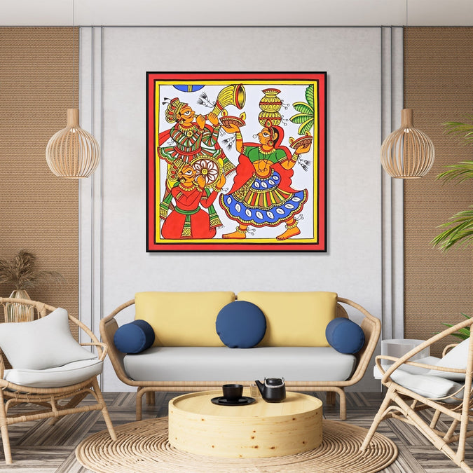 Handmade Painting for Home : rajasthani-phad-art-folk-dance