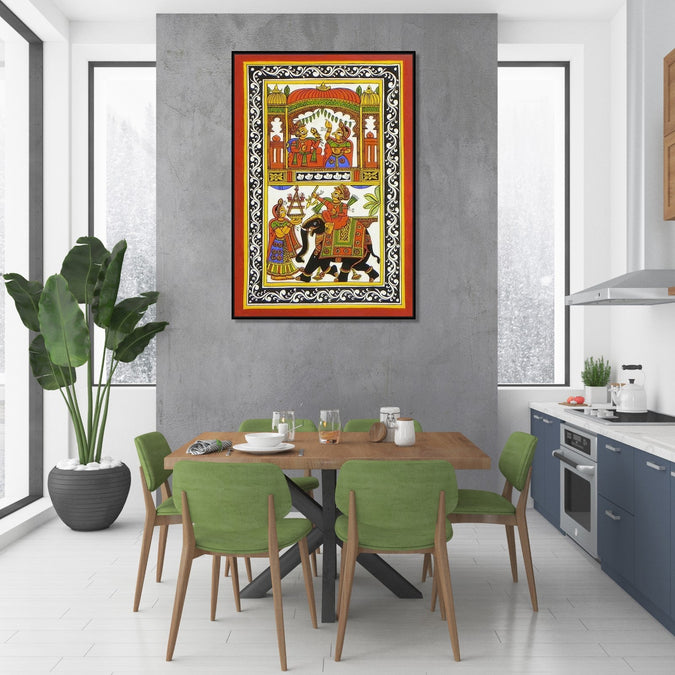 Handmade Painting for Home : rajasthani-phad-art-warrior-rituals