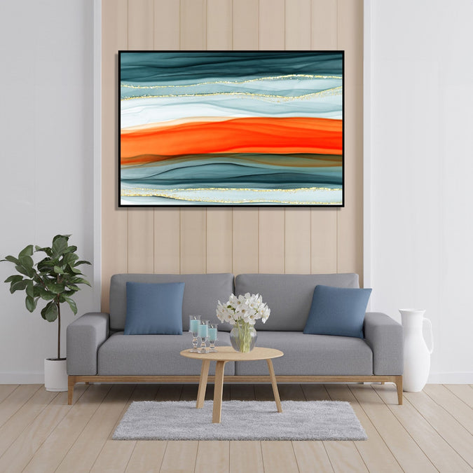 Handmade Painting for Home : tangerine-wave