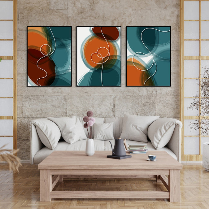 Handmade Painting for Home : teal-and-earthy-abstracts