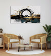 Handmade Painting for Living Room : abstract-golden-black-orb