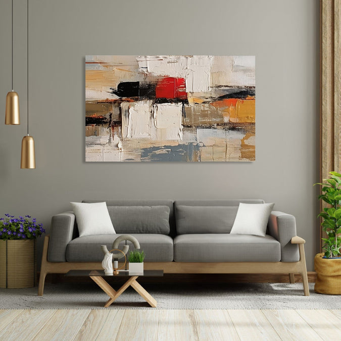 Handmade Painting for Living Room : abstract-sunset-strokes