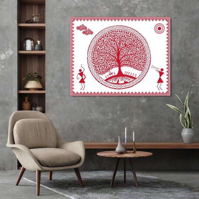 Handmade Painting for Living Room : aipan-tree-of-life