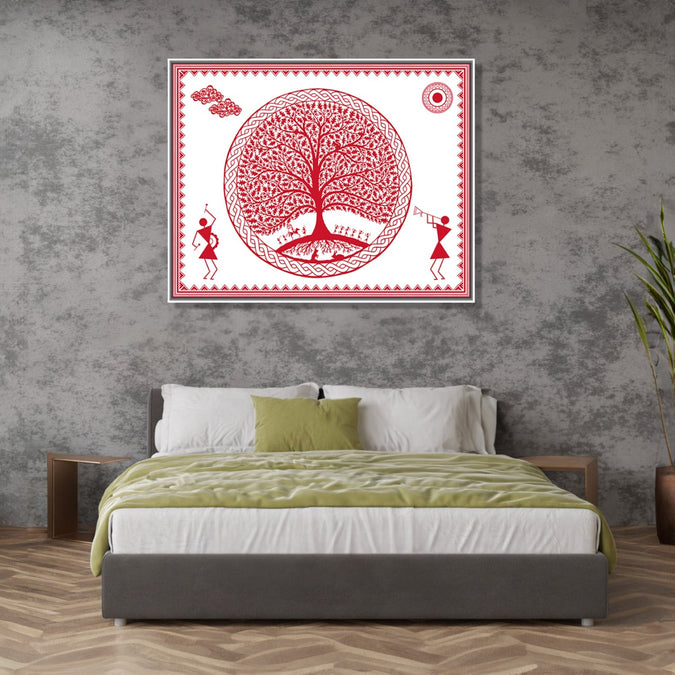 Handmade Painting for Living Room : aipan-tree-of-life