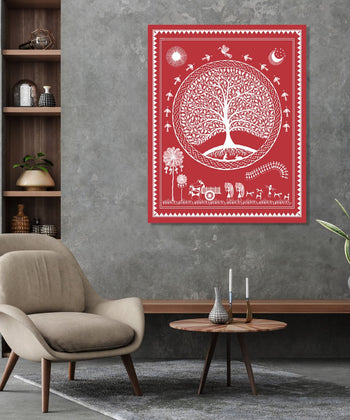 Handmade Painting for Living Room : aipan-tree-of-life-2