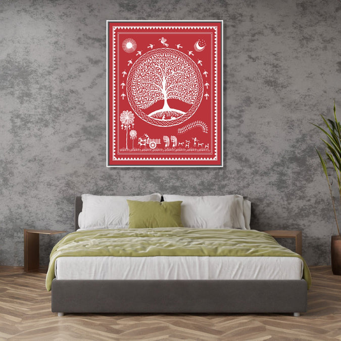 Handmade Painting for Living Room : aipan-tree-of-life-2