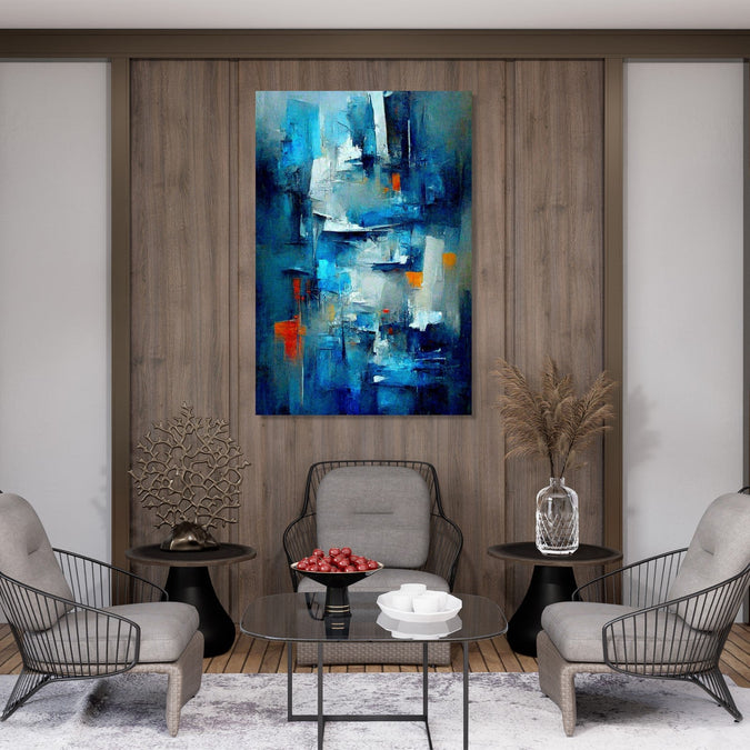 Handmade Painting for Living Room : aqua-abstract