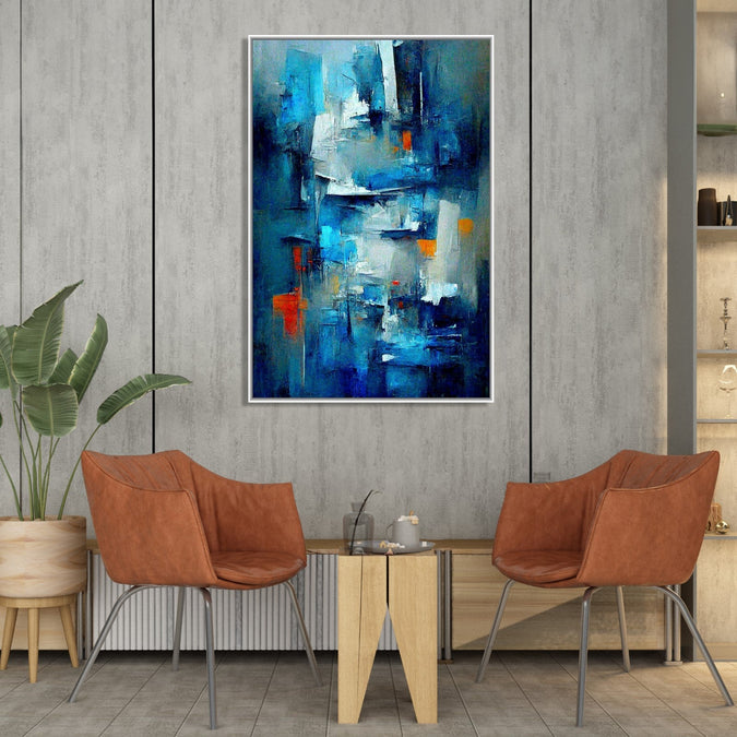 Handmade Painting for Living Room : aqua-abstract