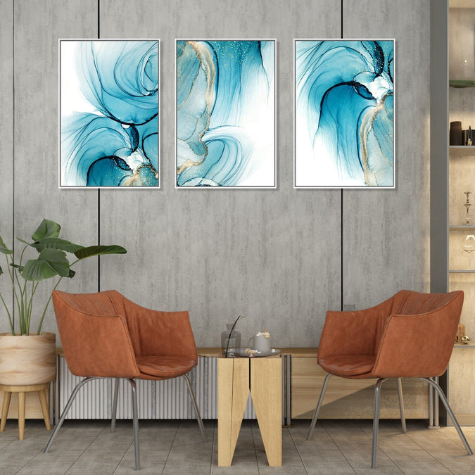 Handmade Painting for Living Room : aqua-shapes