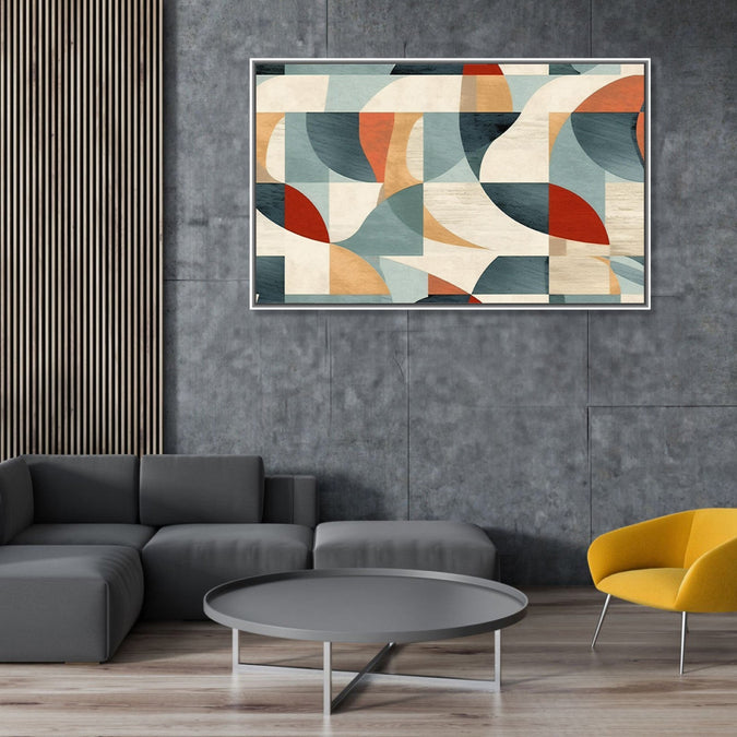 Handmade Painting for Living Room : arcs-lines