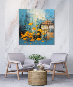 Handmade Painting for Living Room : backyard-blooms