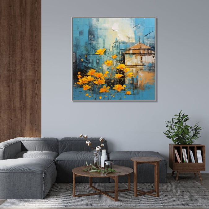 Handmade Painting for Living Room : backyard-blooms