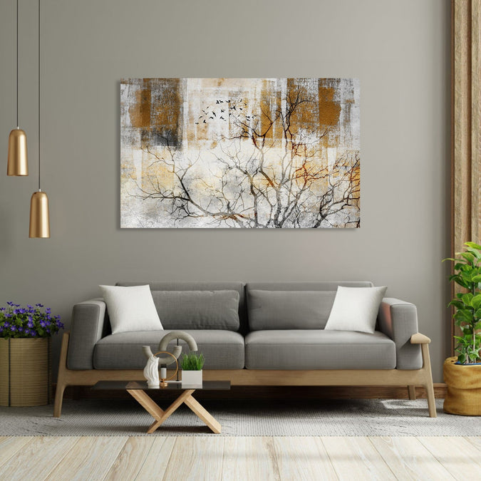 Handmade Painting for Living Room : birds-at-twilight