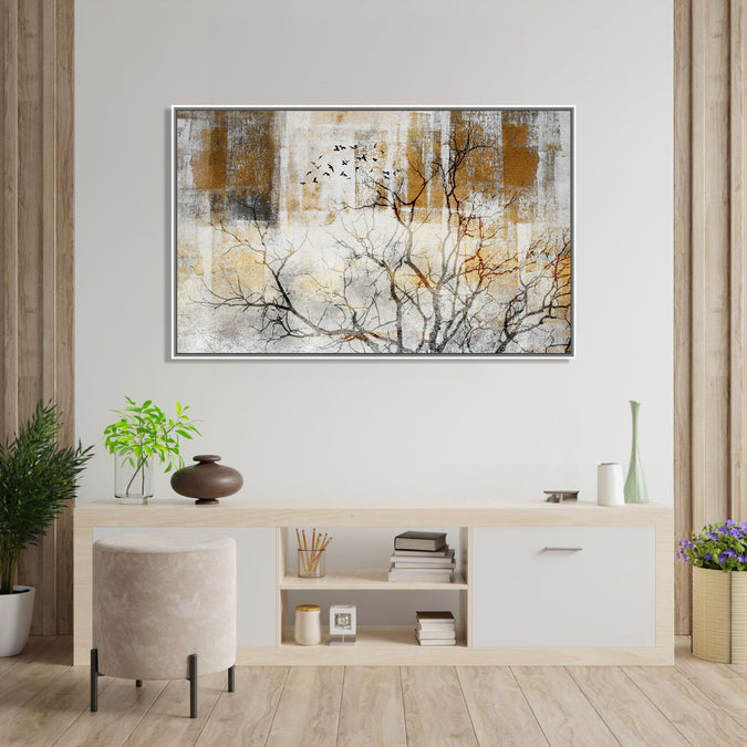 Handmade Painting for Living Room : birds-at-twilight