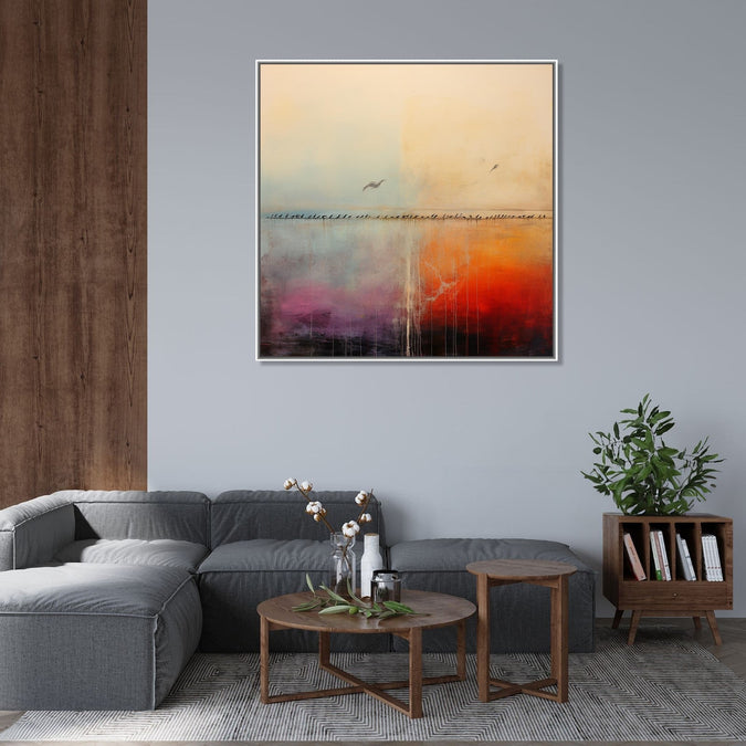 Handmade Painting for Living Room : birds-on-horizon-1