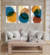 Handmade Painting for Living Room : blue-earthy-shape-abstracts