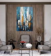 Handmade Painting for Living Room : blue-rain