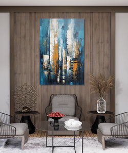 Handmade Painting for Living Room : blue-rain