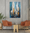 Handmade Painting for Living Room : blue-rain