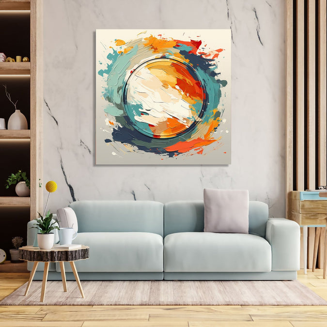 Handmade Painting for Living Room : circular-abstract