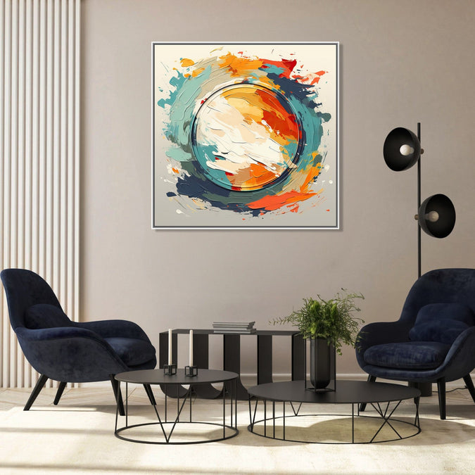 Handmade Painting for Living Room : circular-abstract