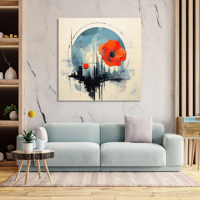 Handmade Painting for Living Room : cityscape-abstract