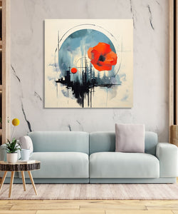 Handmade Painting for Living Room : cityscape-abstract