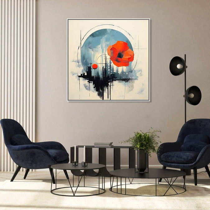 Handmade Painting for Living Room : cityscape-abstract