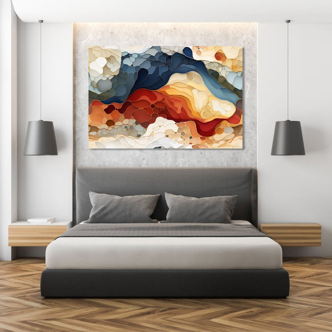 Handmade Painting for Living Room : cloudy-mountains