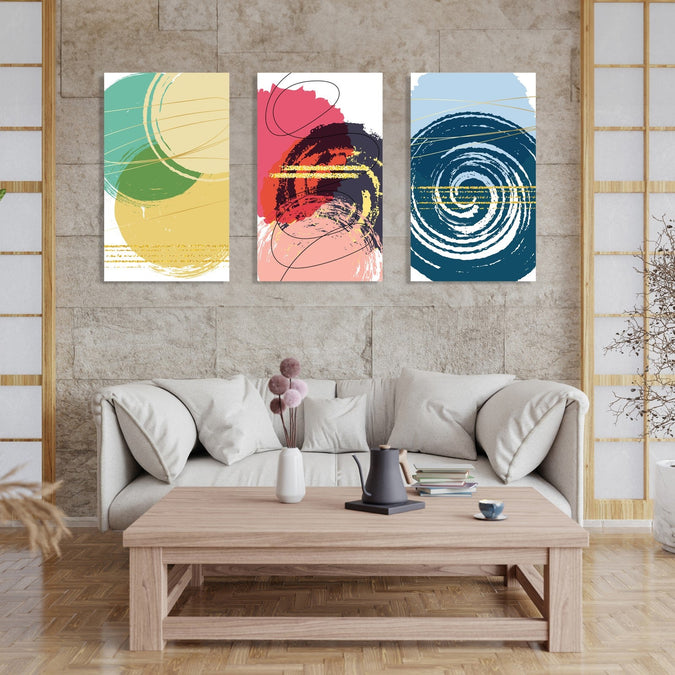 Handmade Painting for Living Room : colourful-abstract-shapes