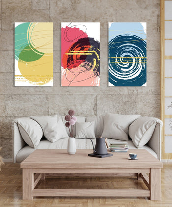 Handmade Painting for Living Room : colourful-abstract-shapes