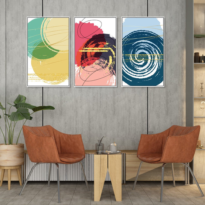 Handmade Painting for Living Room : colourful-abstract-shapes