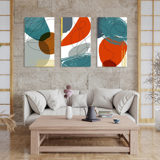 Handmade Painting for Living Room : colourful-abstract-shapes-and-lines