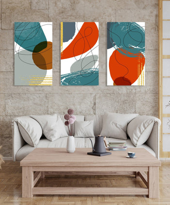 Handmade Painting for Living Room : colourful-abstract-shapes-and-lines