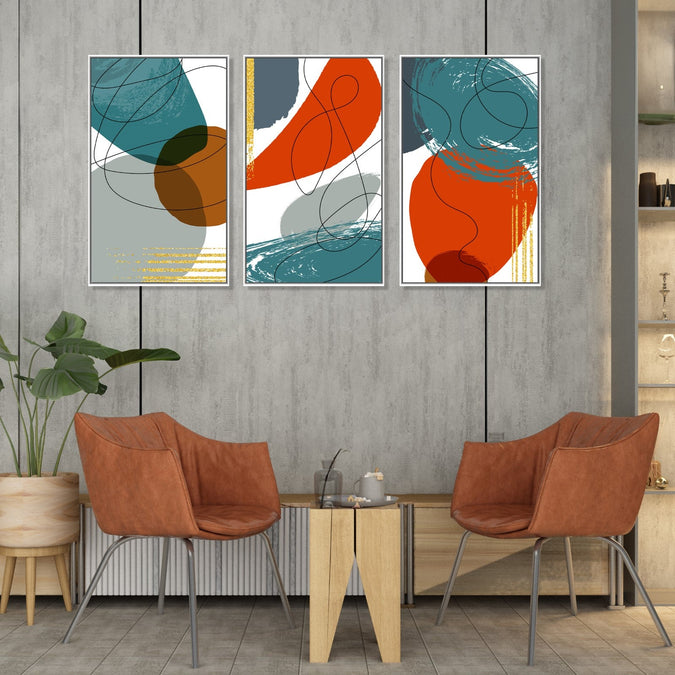 Handmade Painting for Living Room : colourful-abstract-shapes-and-lines