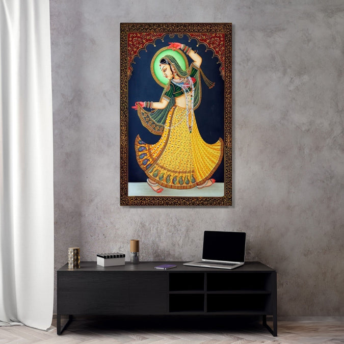 Handmade Painting for Living Room : dancing-princess-miniature-art-form