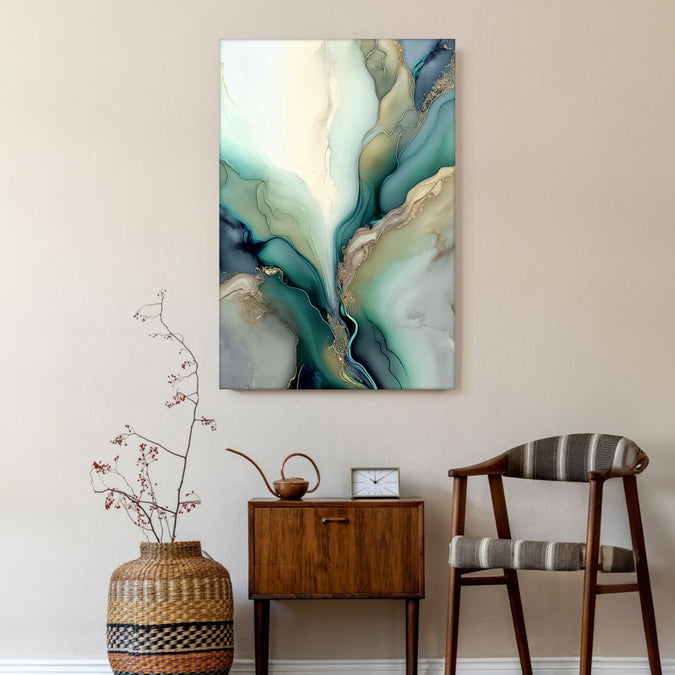 Handmade Painting for Living Room : emerald-elegance-2