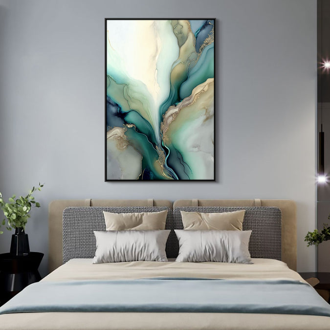 Handmade Painting for Living Room : emerald-elegance-2