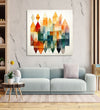 Handmade Painting for Living Room : geomatric-abstract