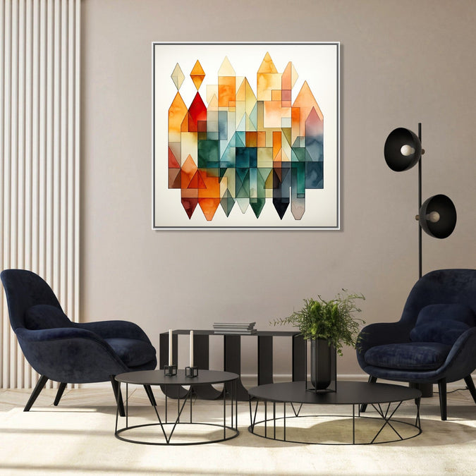 Handmade Painting for Living Room : geomatric-abstract