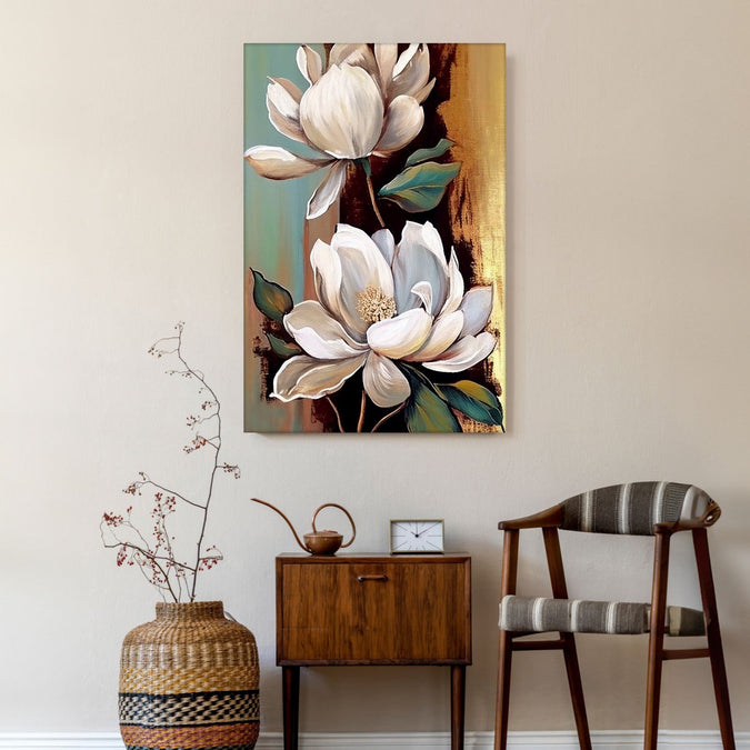 Handmade Painting for Living Room : gilded-blooms