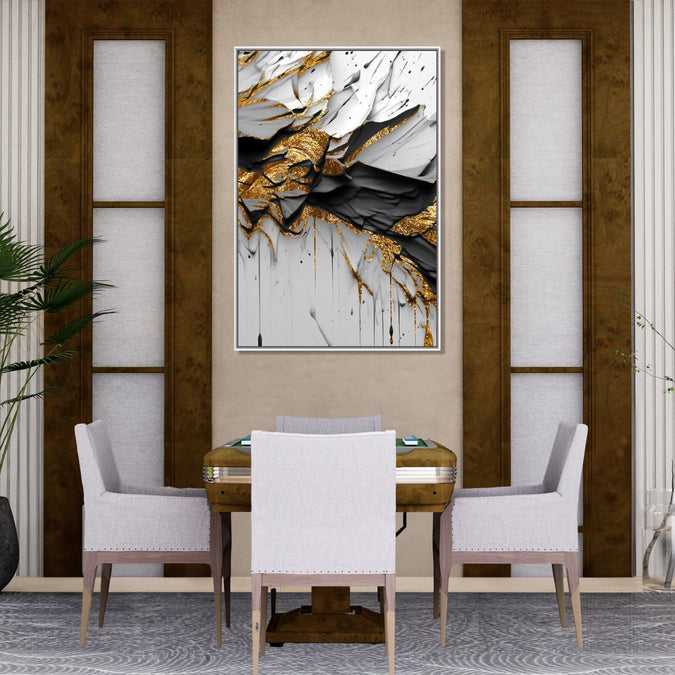 Handmade Painting for Living Room : gold-black-abstract