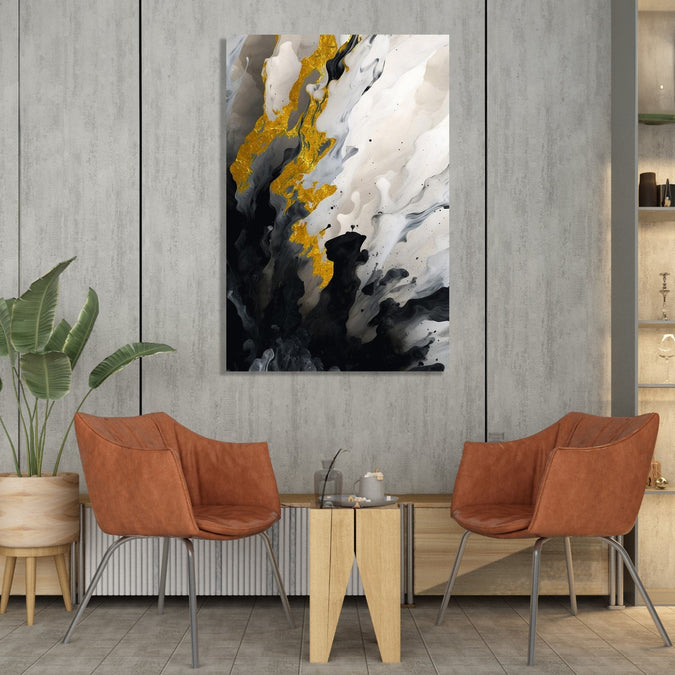 Handmade Painting for Living Room : gold-ink-splash