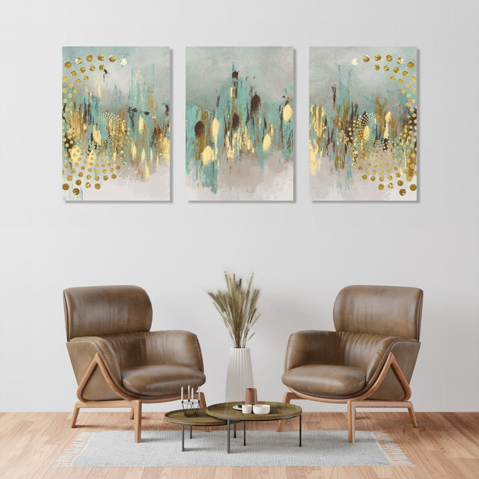 Handmade Painting for Living Room : gold-leaf-absracts