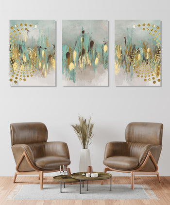 Handmade Painting for Living Room : gold-leaf-absracts