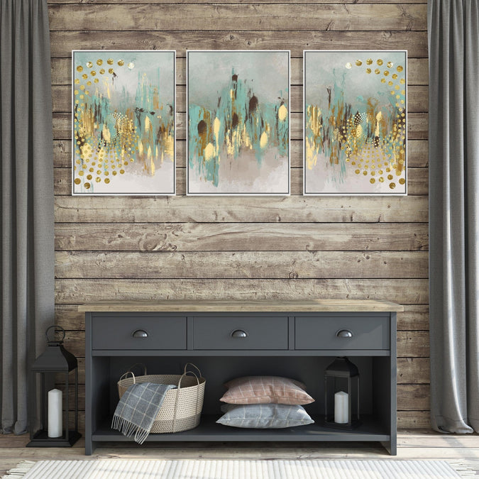 Handmade Painting for Living Room : gold-leaf-absracts