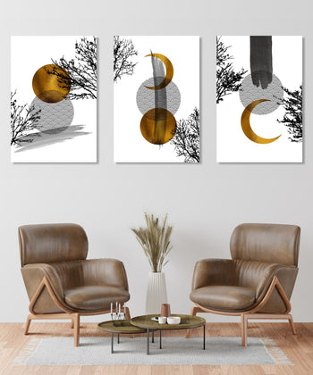 Handmade Painting for Living Room : gold-monochrome-abstract