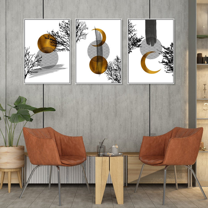 Handmade Painting for Living Room : gold-monochrome-abstract