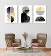 Handmade Painting for Living Room : gold-monochrome-abstract-shapes