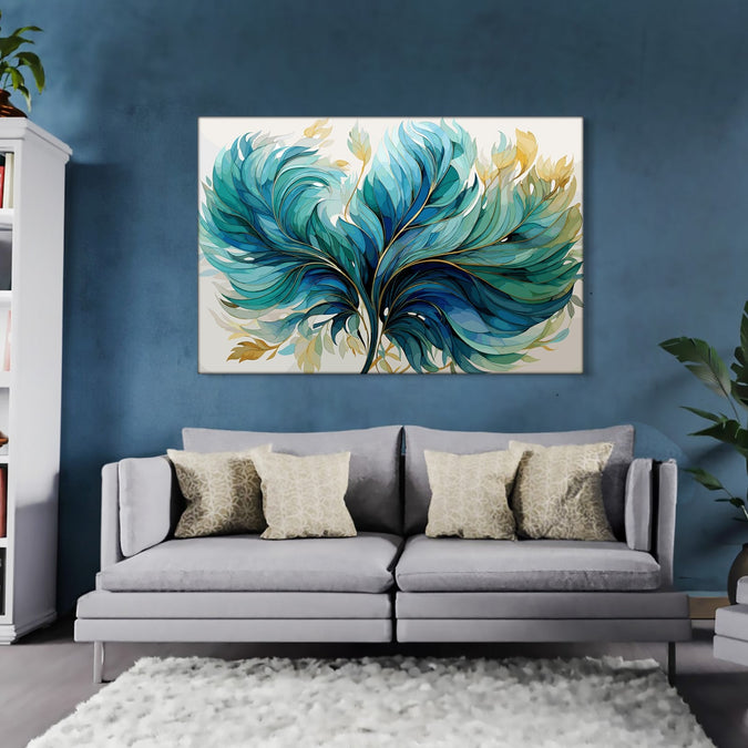 Handmade Painting for Living Room : golden-bloom